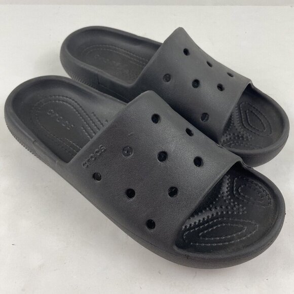 Crocs Classic Slide Sandals Unisex M6/W8 Slip On Open Toe Black Platform - Picture 1 of 10